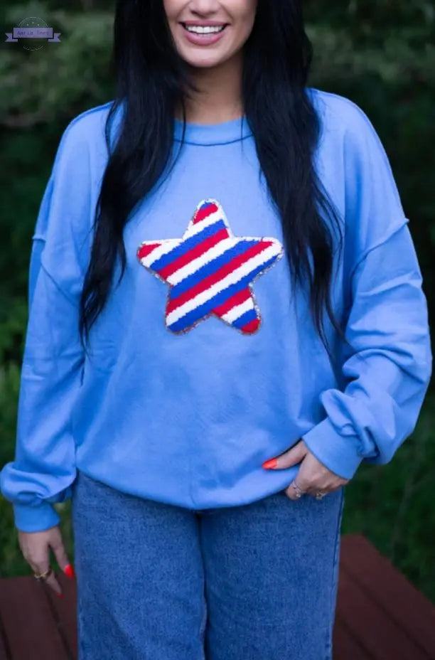Tru Sequin Star Sweatshirt Threaded Pear Aaria Tees