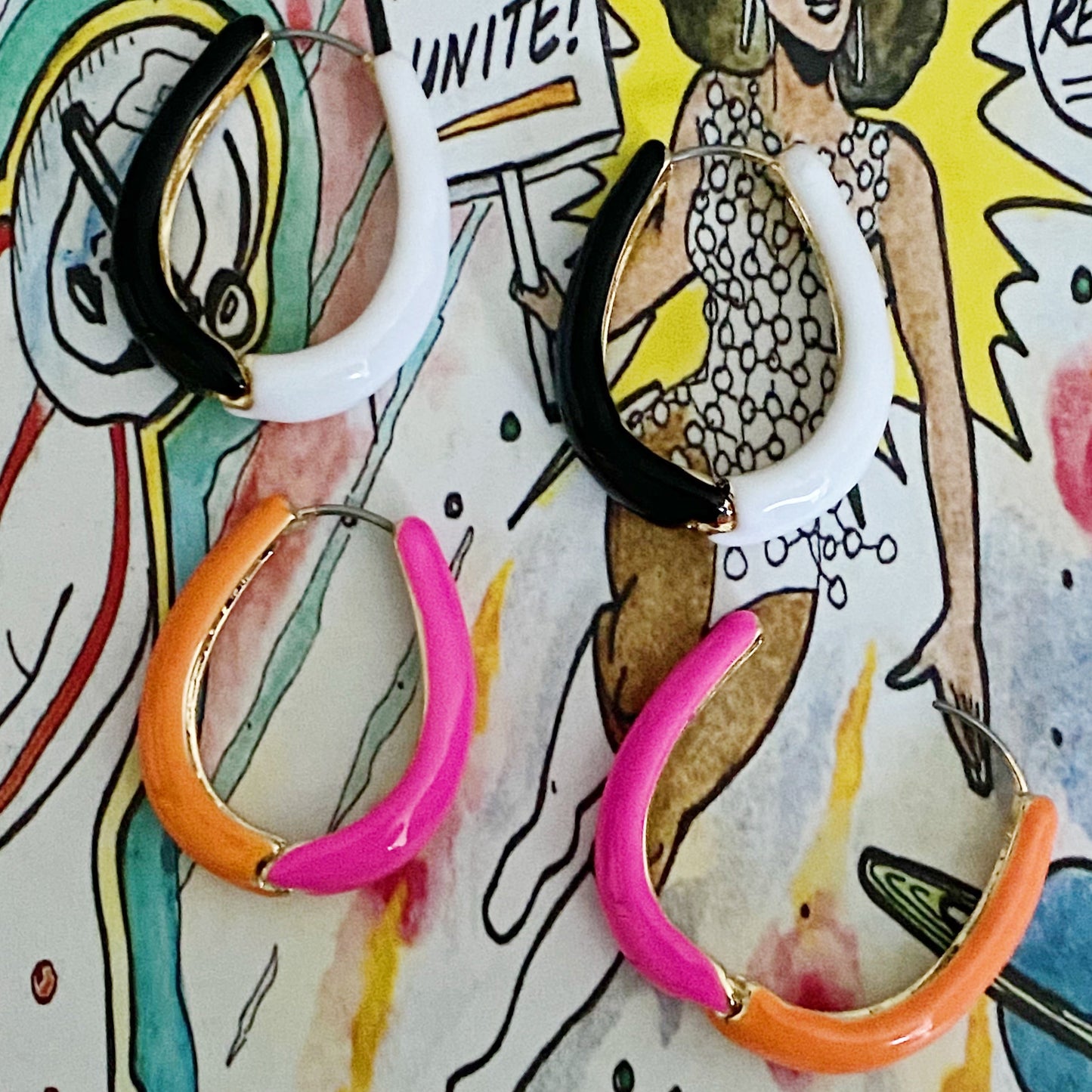 Two Toned Reversible Hoop Earrings