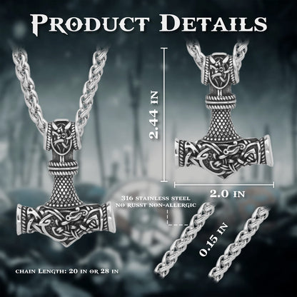 Thor's Hammer Mjolnir Handmade Necklace