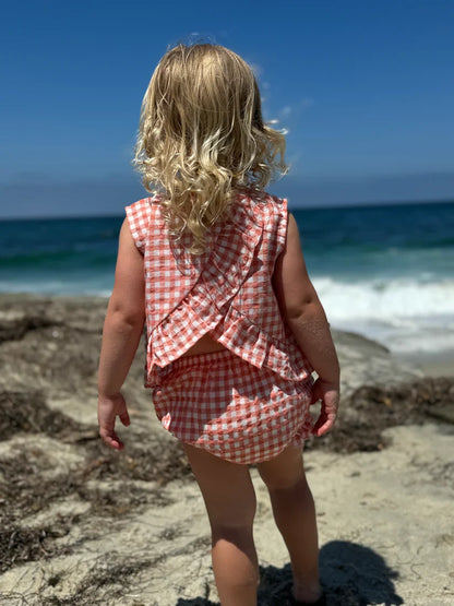 Coral Plaid Aria Gingham Set