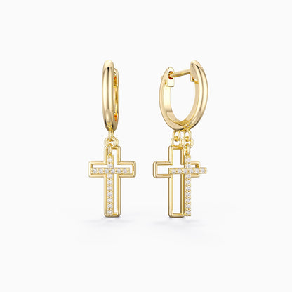 Cutout Double Cross Earrings
