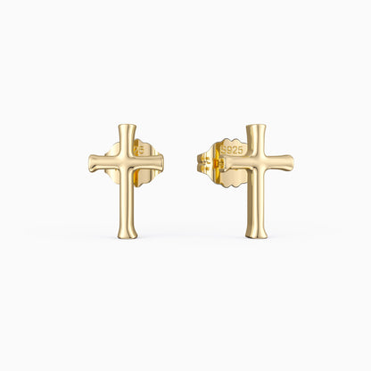 Crown of Thorns Cross Stud Earrings