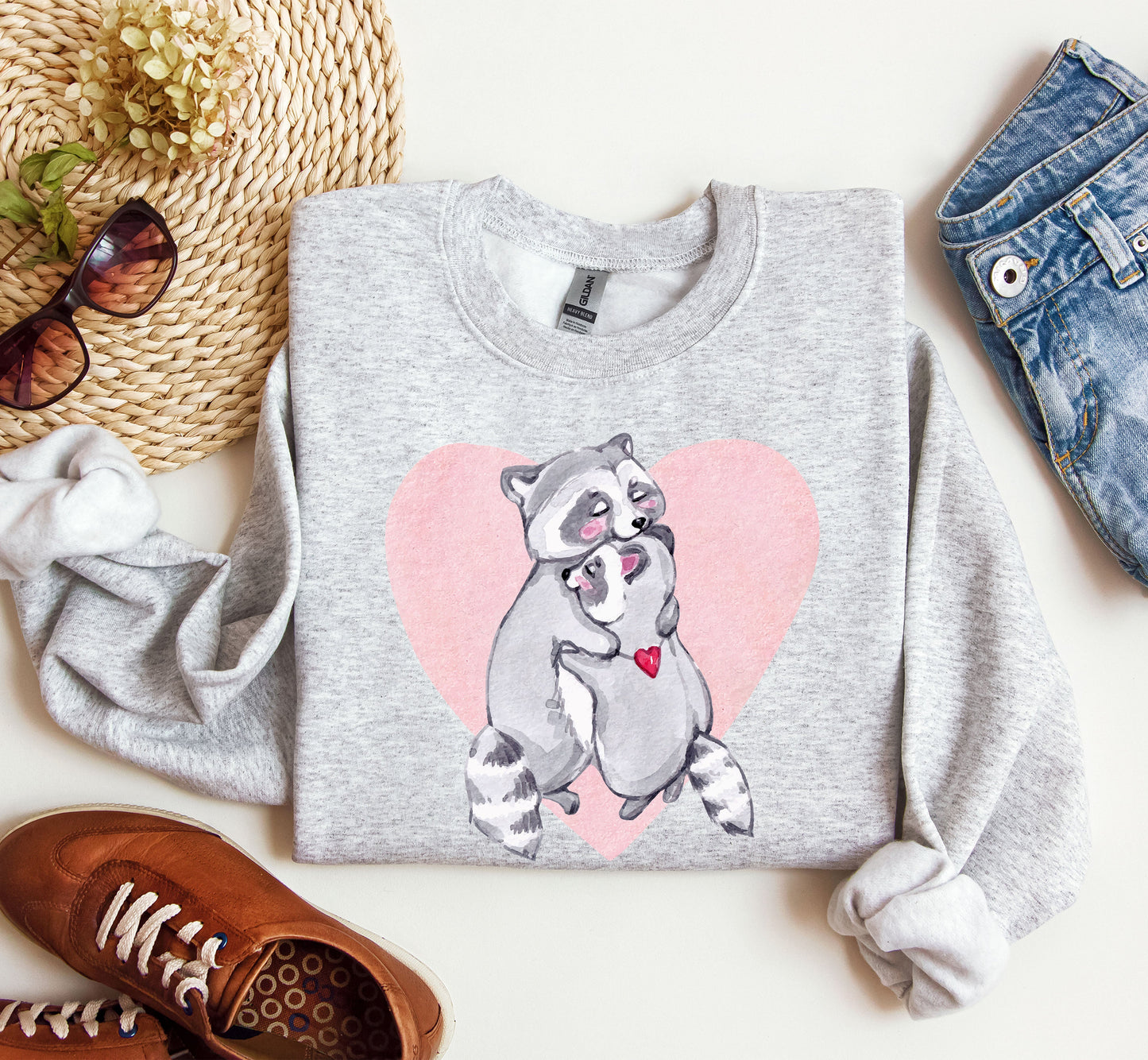 Retro Racoon Lovers Sweatshirt, Vintage Valentine's Day Sweatshirt
