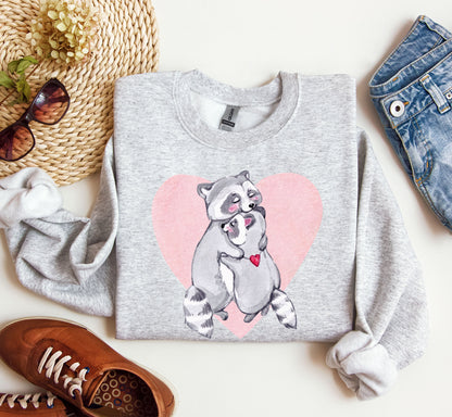Retro Racoon Lovers Sweatshirt, Vintage Valentine's Day Sweatshirt