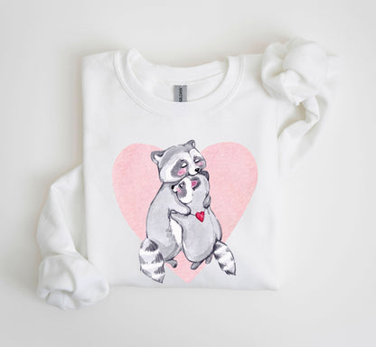Retro Racoon Lovers Sweatshirt, Vintage Valentine's Day Sweatshirt