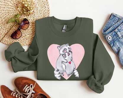 Retro Racoon Lovers Sweatshirt, Vintage Valentine's Day Sweatshirt