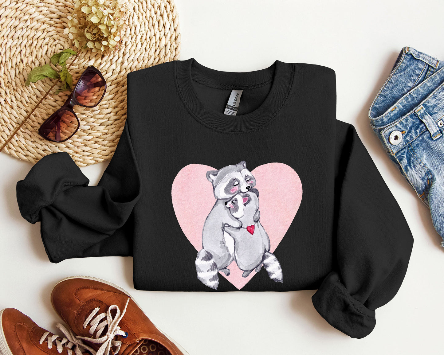 Retro Racoon Lovers Sweatshirt, Vintage Valentine's Day Sweatshirt