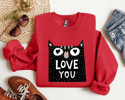 Retro Mini Cat Funny Sweatshirt, Vintage Valentine's Day Sweatshirt