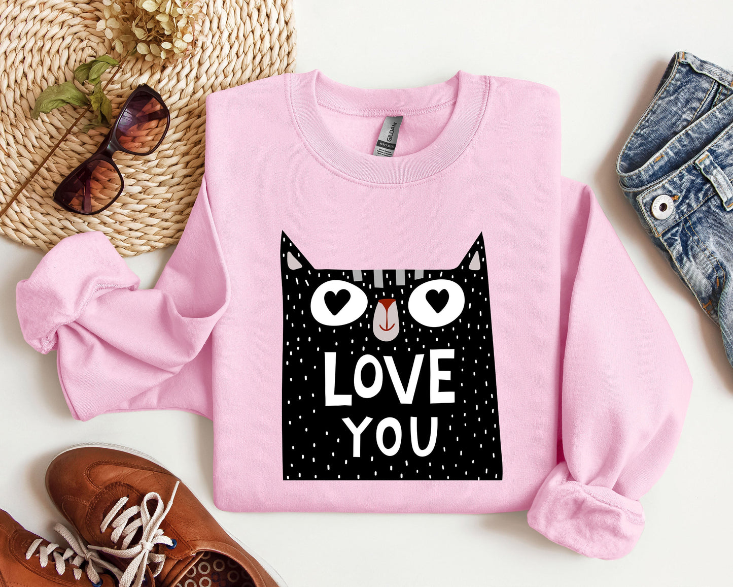 Retro Mini Cat Funny Sweatshirt, Vintage Valentine's Day Sweatshirt