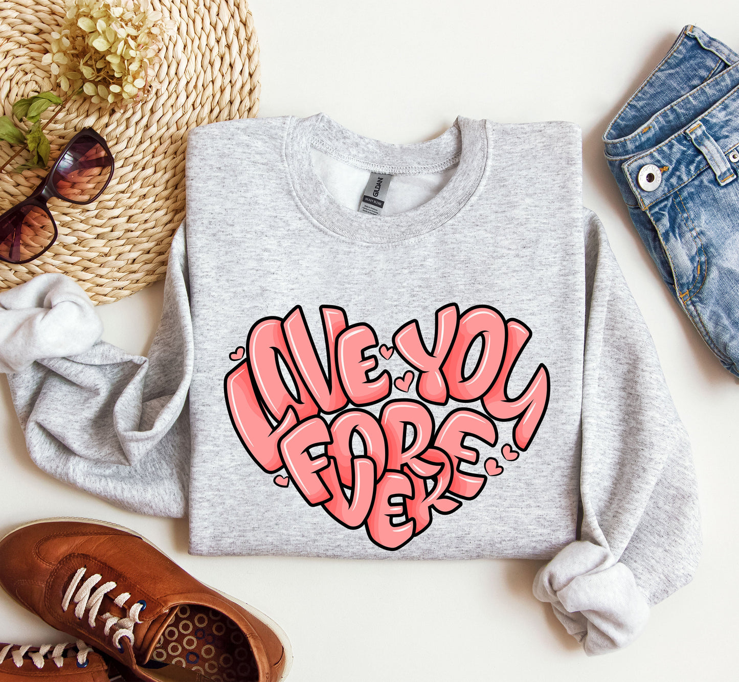 Retro I Love You Forever Sweatshirt, Vintage Valentine's Day Sweatshirt