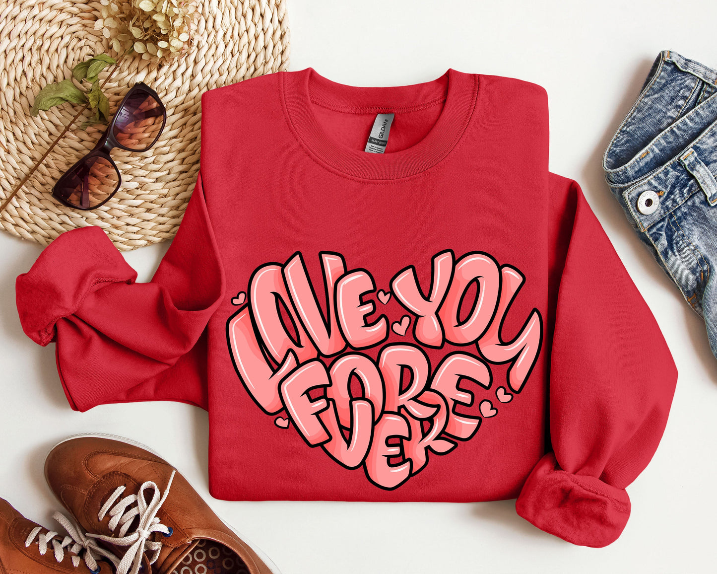 Retro I Love You Forever Sweatshirt, Vintage Valentine's Day Sweatshirt
