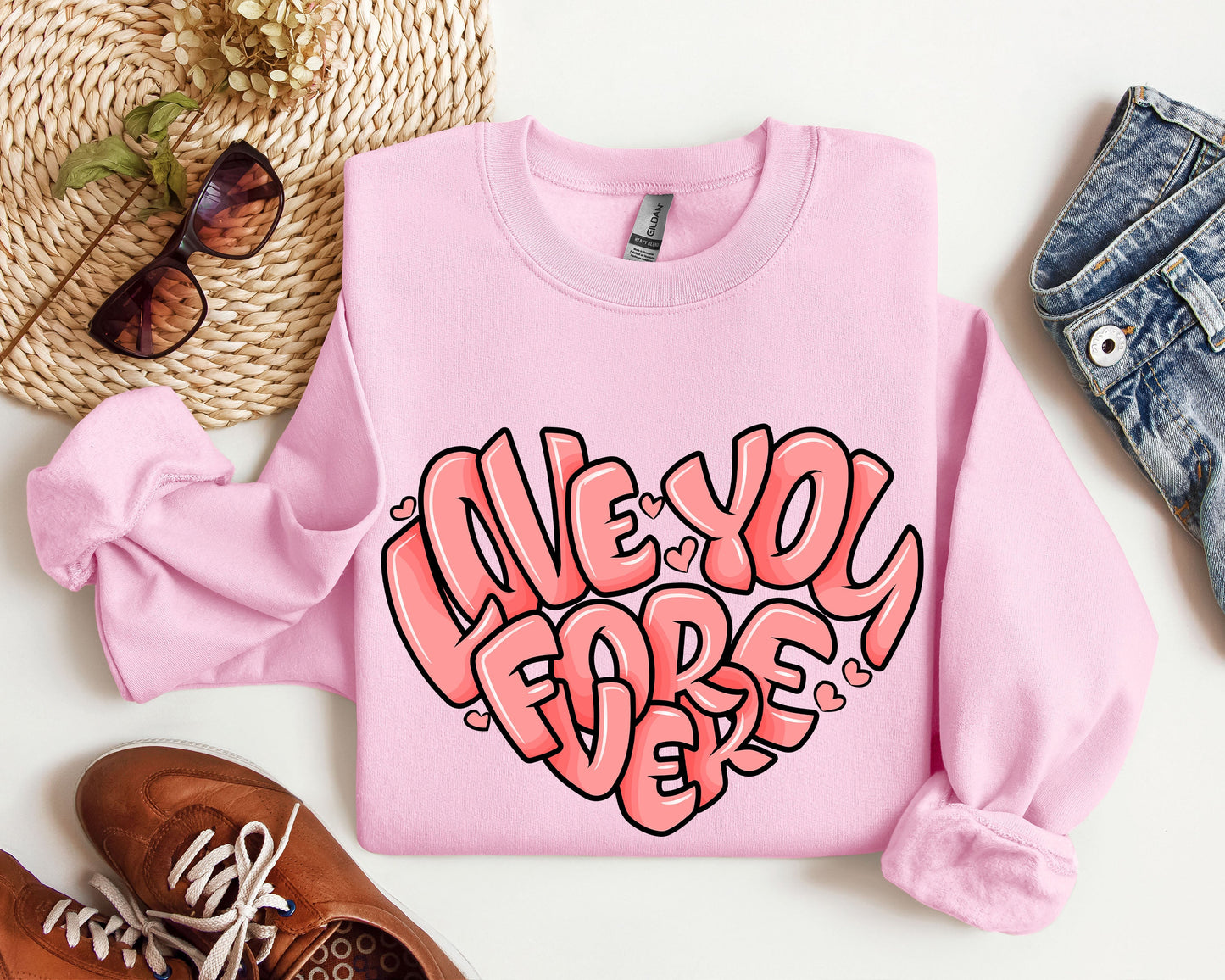 Retro I Love You Forever Sweatshirt, Vintage Valentine's Day Sweatshirt