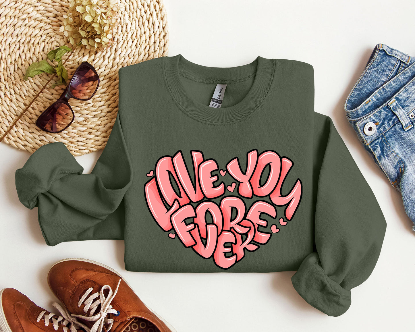 Retro I Love You Forever Sweatshirt, Vintage Valentine's Day Sweatshirt
