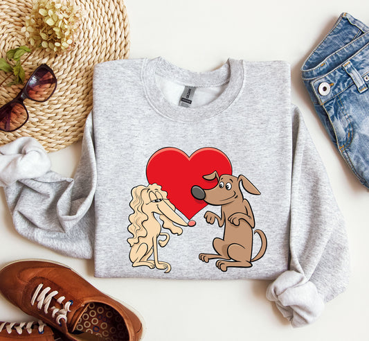 Retro Dog Lovers Sweatshirt, Vintage Valentine's Day Sweatshirt