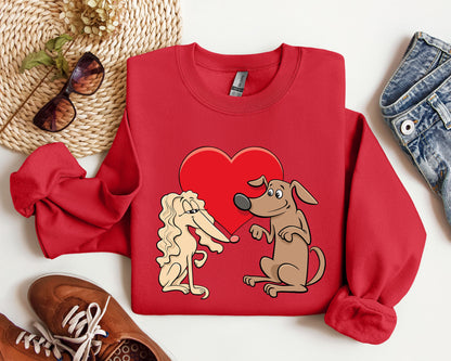 Retro Dog Lovers Sweatshirt, Vintage Valentine's Day Sweatshirt