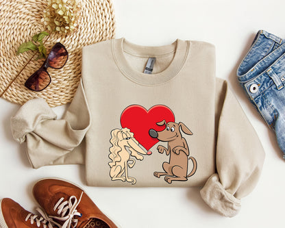 Retro Dog Lovers Sweatshirt, Vintage Valentine's Day Sweatshirt