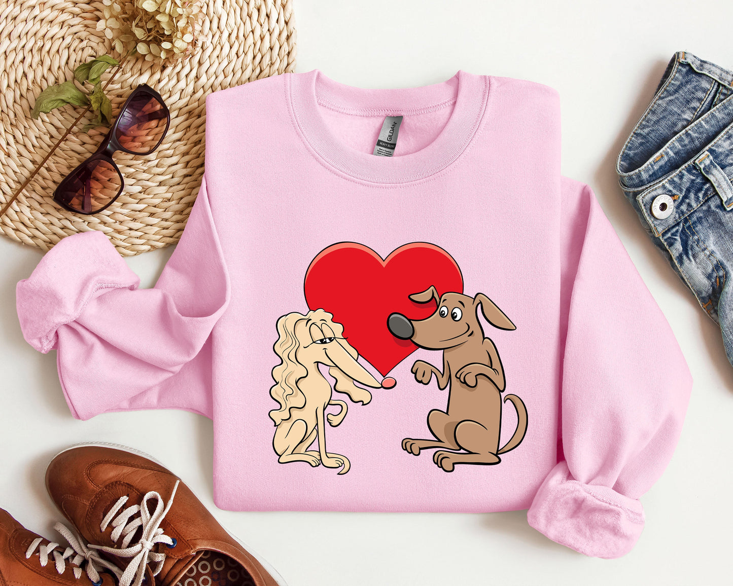 Retro Dog Lovers Sweatshirt, Vintage Valentine's Day Sweatshirt