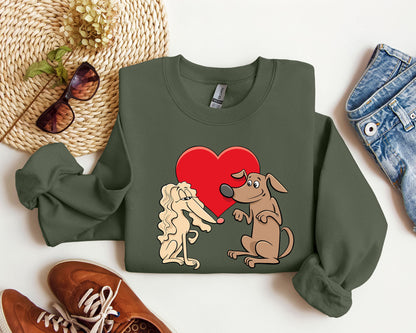 Retro Dog Lovers Sweatshirt, Vintage Valentine's Day Sweatshirt