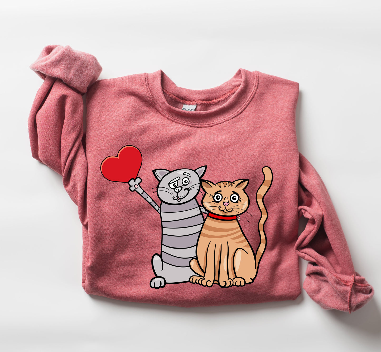 Retro Cat Lovers Funny Sweatshirt, Vintage Valentine's Day Sweatshirt