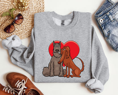 Dog Lovers Funny Retro Sweatshirt, Vintage Valentine's Day Sweatshirt