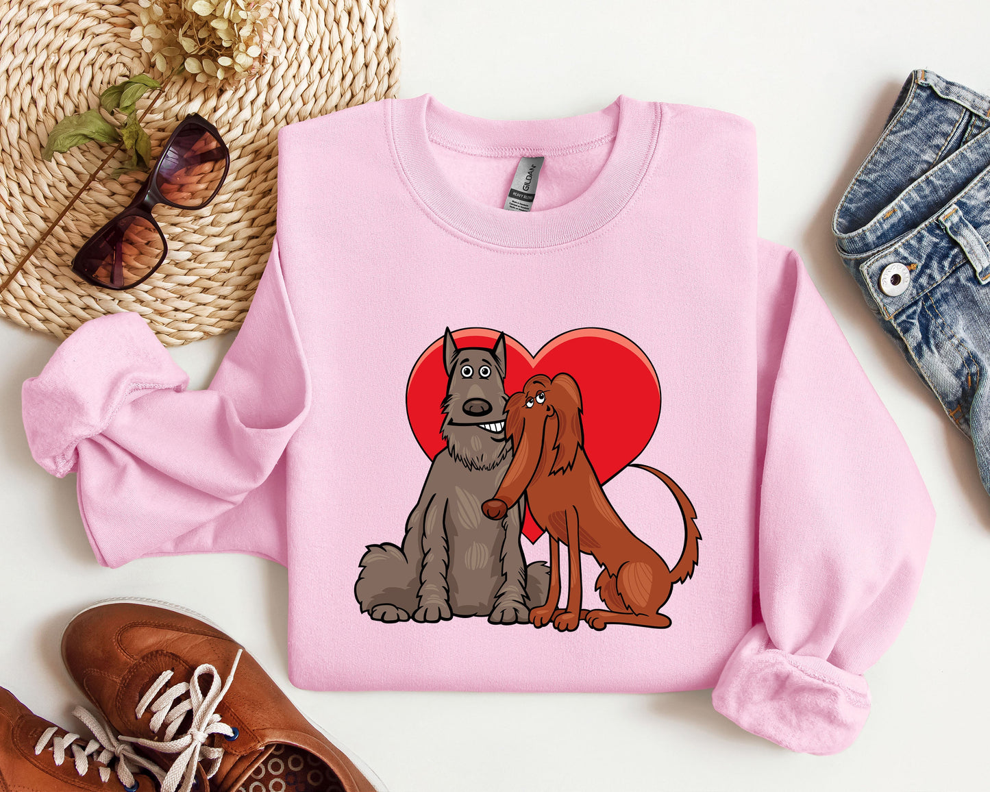 Dog Lovers Funny Retro Sweatshirt, Vintage Valentine's Day Sweatshirt