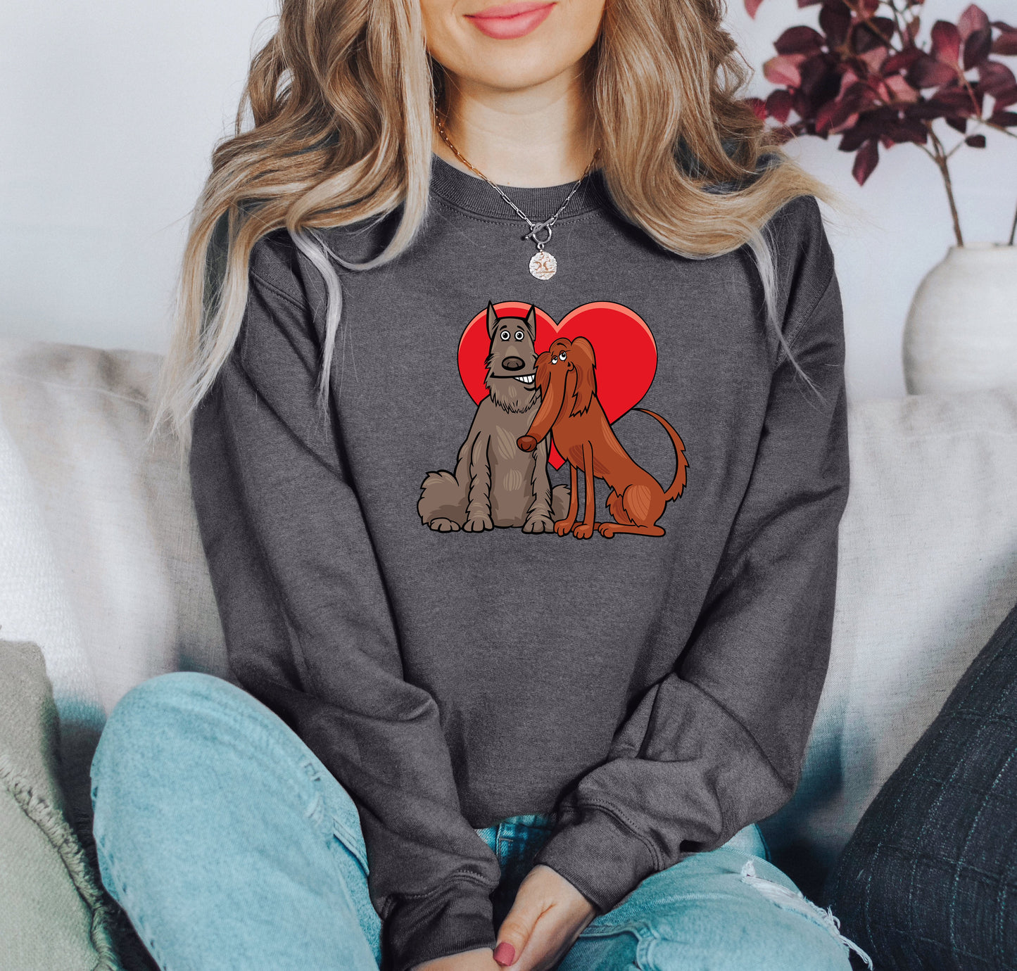 Dog Lovers Funny Retro Sweatshirt, Vintage Valentine's Day Sweatshirt