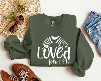 Retro Loved Rainbow Sweatshirt, Vintage Valentine's Day Sweatshirt