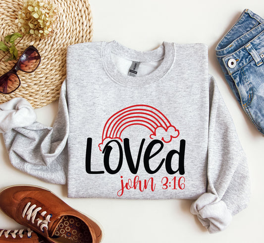 Retro Loved Rainbow Sweatshirt, Vintage Valentine's Day Sweatshirt