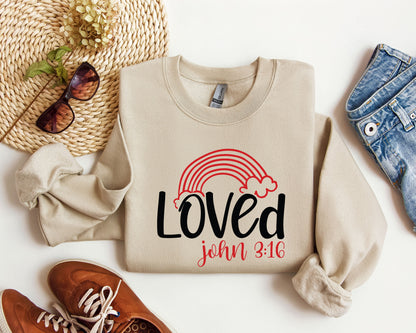 Retro Loved Rainbow Sweatshirt, Vintage Valentine's Day Sweatshirt