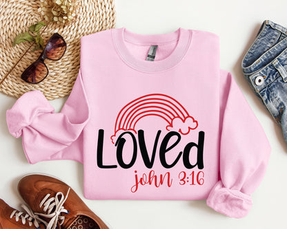 Retro Loved Rainbow Sweatshirt, Vintage Valentine's Day Sweatshirt