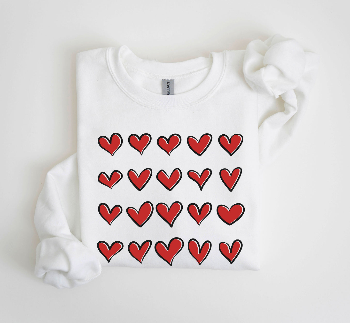 Mini Red Hearts Valentine's Sweatshirt, Retro Valentine's Day Sweatshirt