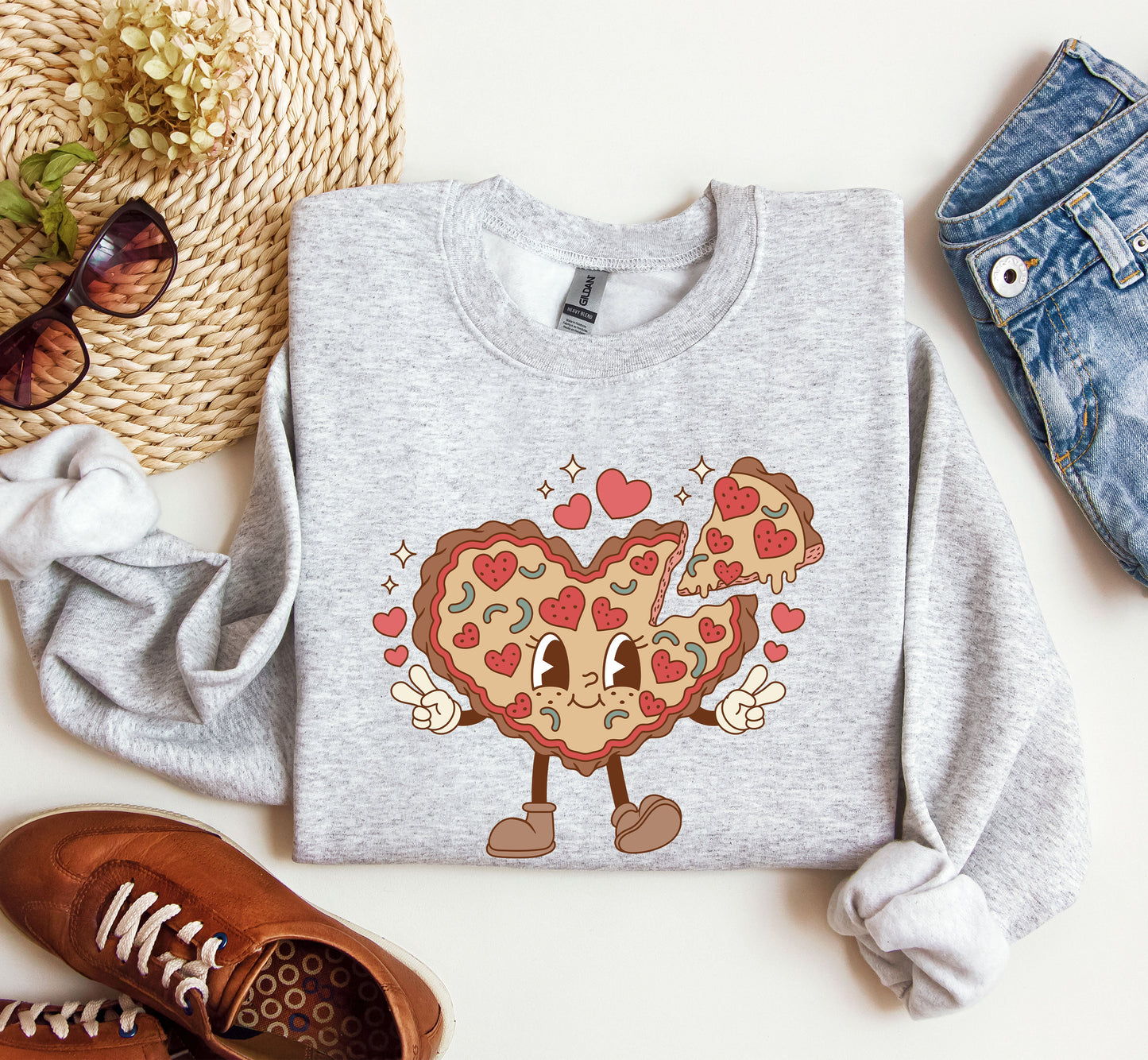 Retro Heart Pie Sweatshirt, Vintage Valentine's Day Sweatshirt