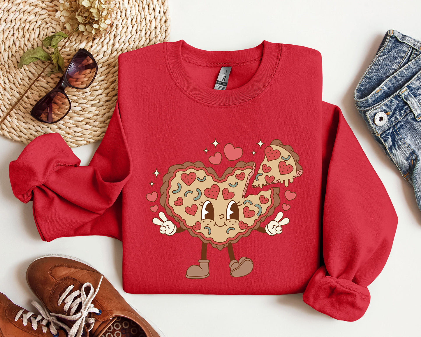 Retro Heart Pie Sweatshirt, Vintage Valentine's Day Sweatshirt