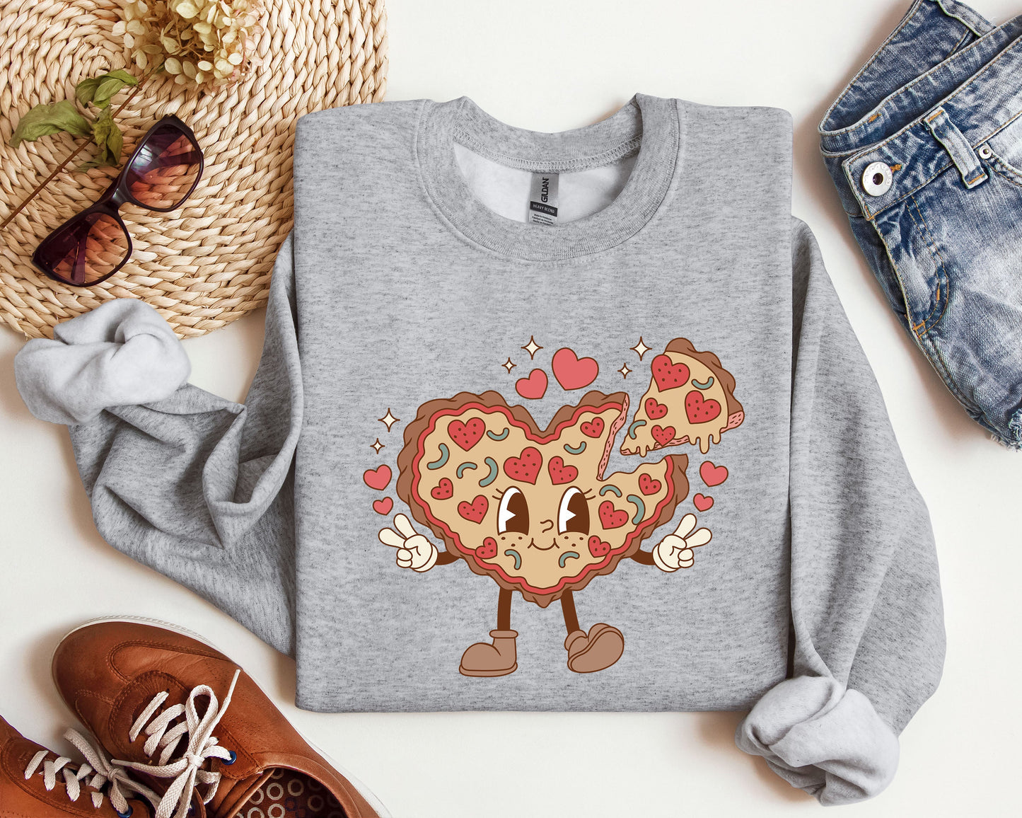 Retro Heart Pie Sweatshirt, Vintage Valentine's Day Sweatshirt