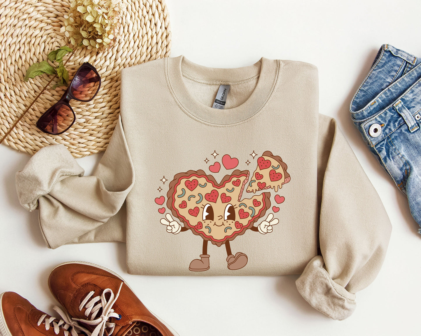 Retro Heart Pie Sweatshirt, Vintage Valentine's Day Sweatshirt