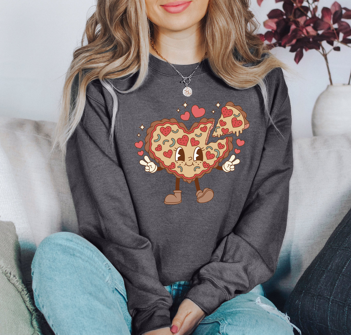 Retro Heart Pie Sweatshirt, Vintage Valentine's Day Sweatshirt