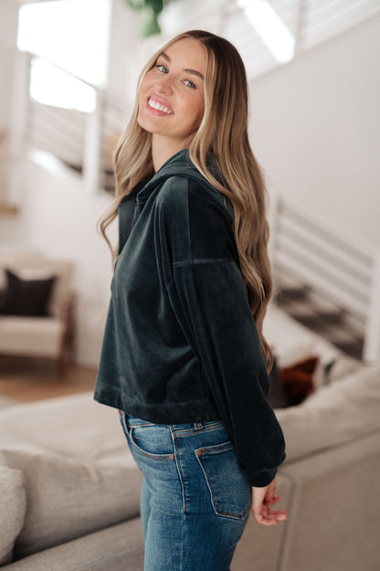 Velvet Icon Hoodie In Grey Blue (Online Exclusive)