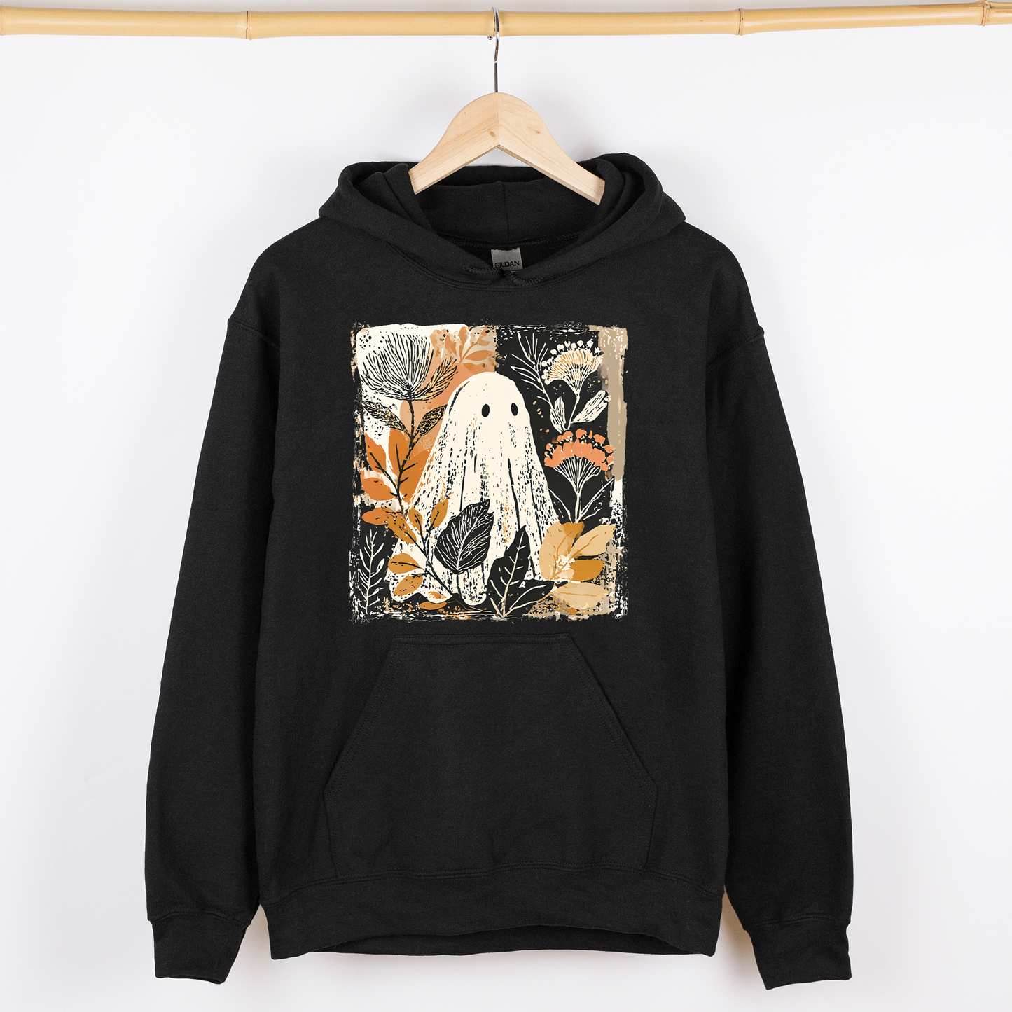Vintage Ghost Halloween, Botanical, Floral, Autumn, Fall, Graphic Hoodie, Hooded Sweatshirt