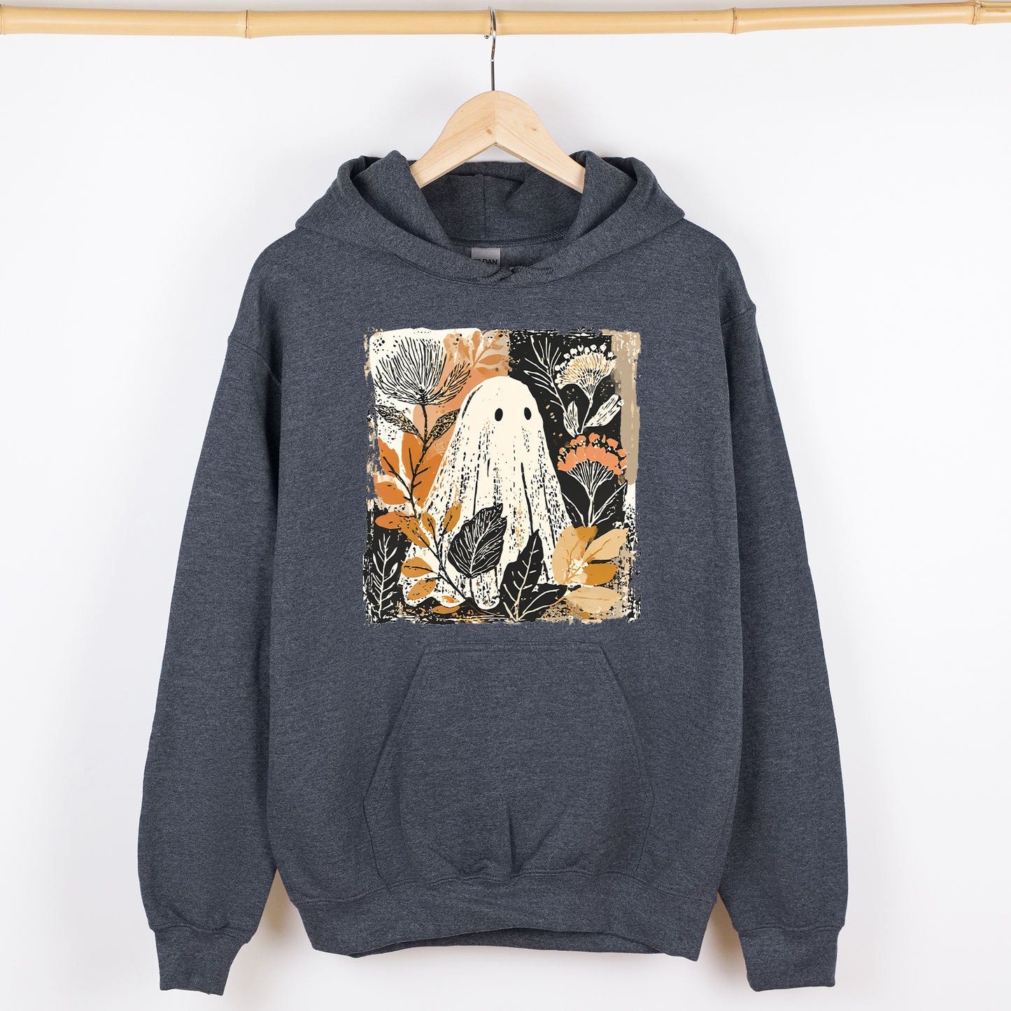 Vintage Ghost Halloween, Botanical, Floral, Autumn, Fall, Graphic Hoodie, Hooded Sweatshirt