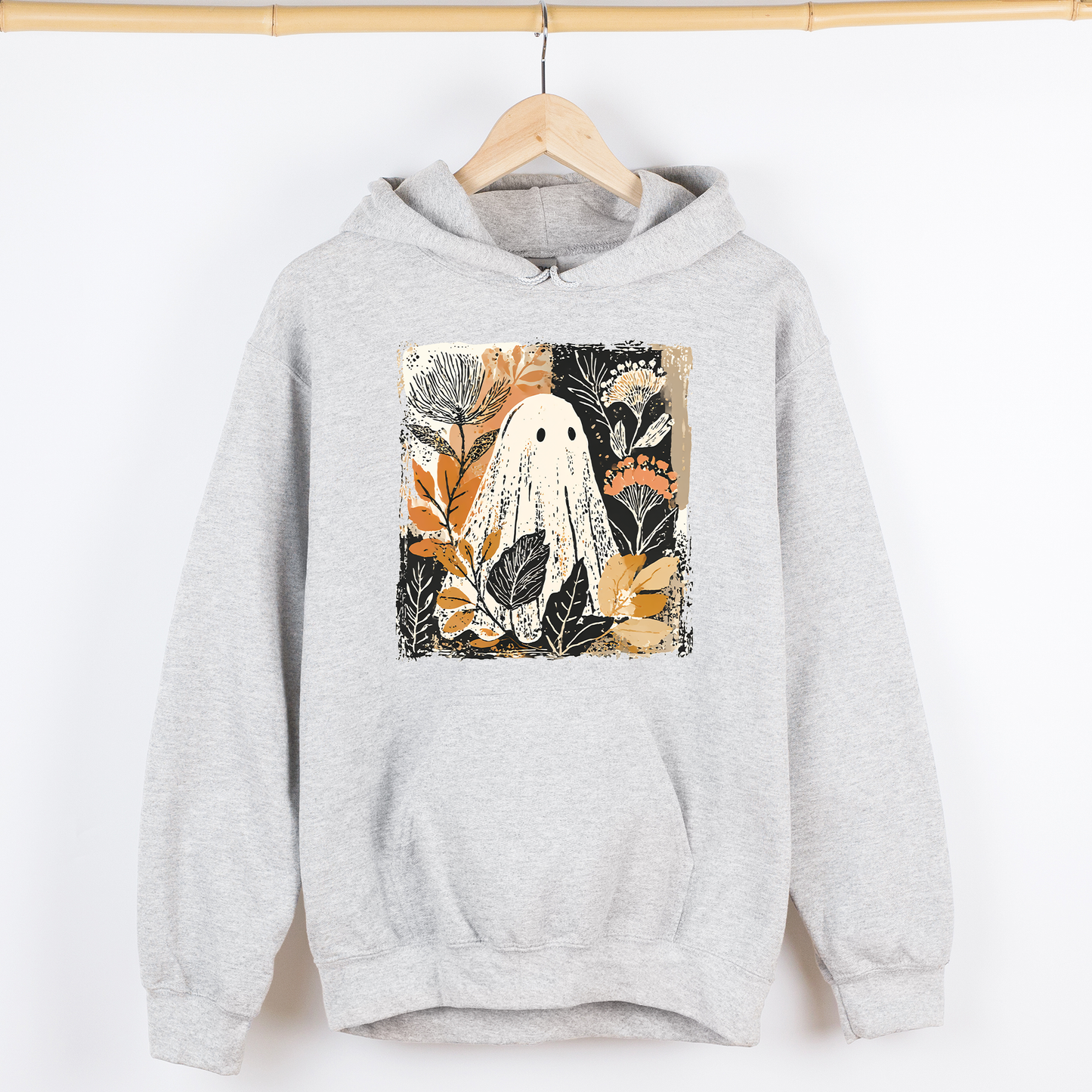 Vintage Ghost Halloween, Botanical, Floral, Autumn, Fall, Graphic Hoodie, Hooded Sweatshirt