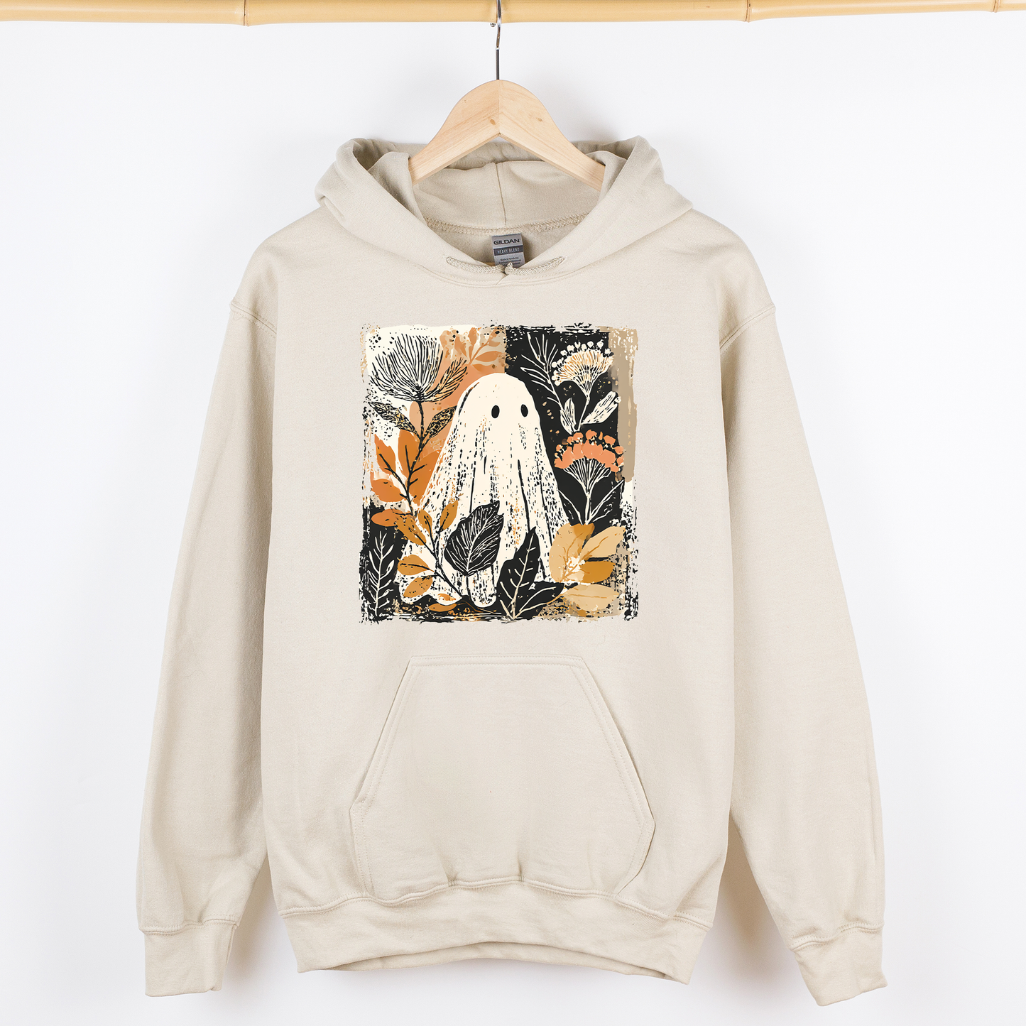 Vintage Ghost Halloween, Botanical, Floral, Autumn, Fall, Graphic Hoodie, Hooded Sweatshirt