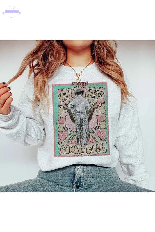 WILD WEST COWBOY GRAPHIC SWEATSHIRT - Aaria Tees