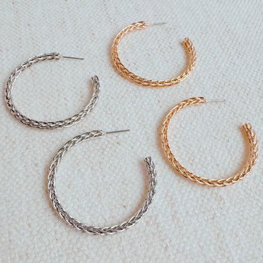 Weaved Golden Wire Hoop Earrings