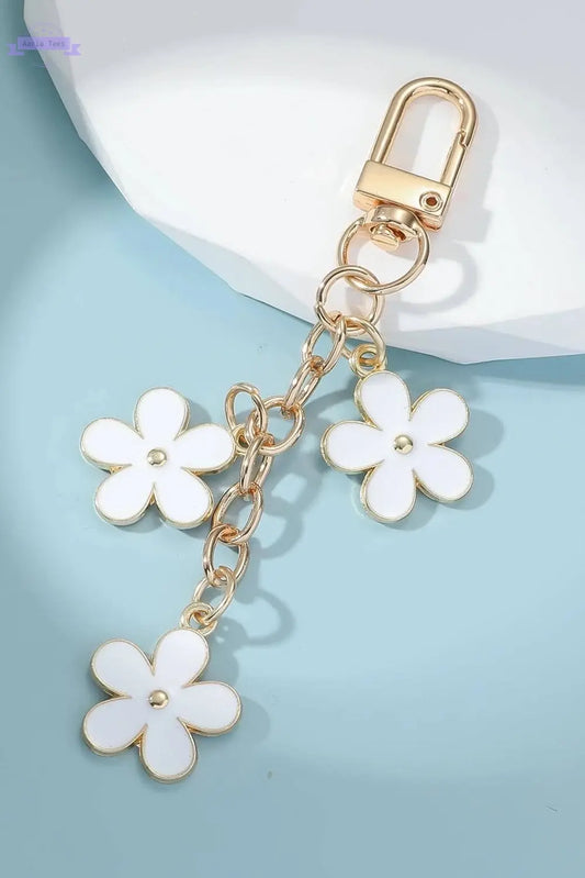 White Cute Flower Shape Ornament Key Buckle - Aaria Tees