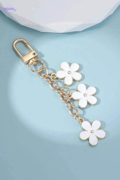 White Cute Flower Shape Ornament Key Buckle - Aaria Tees