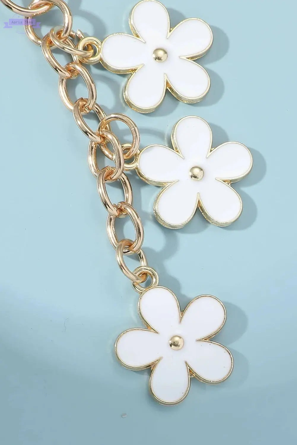 White Cute Flower Shape Ornament Key Buckle - Aaria Tees