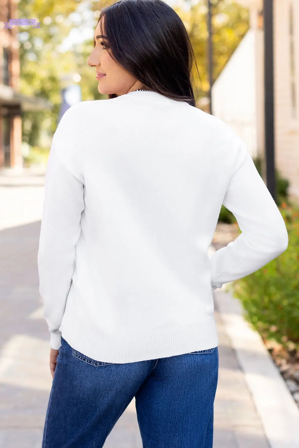 White Thankful Ivory Embroidered Sweater Aaria Tees