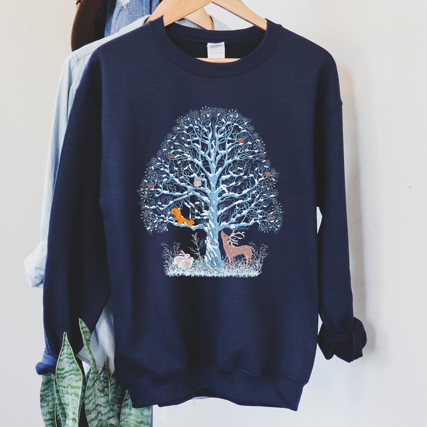 Winter Tree Filled With Animals, Christmas Sweatshirt
