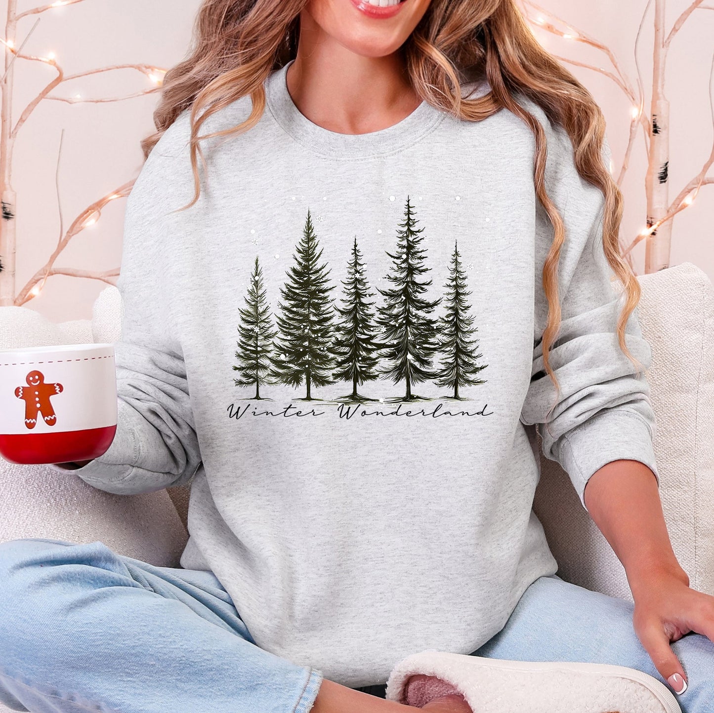 Winter Wonderland, Christmas Trees, Snow Sweatshirt