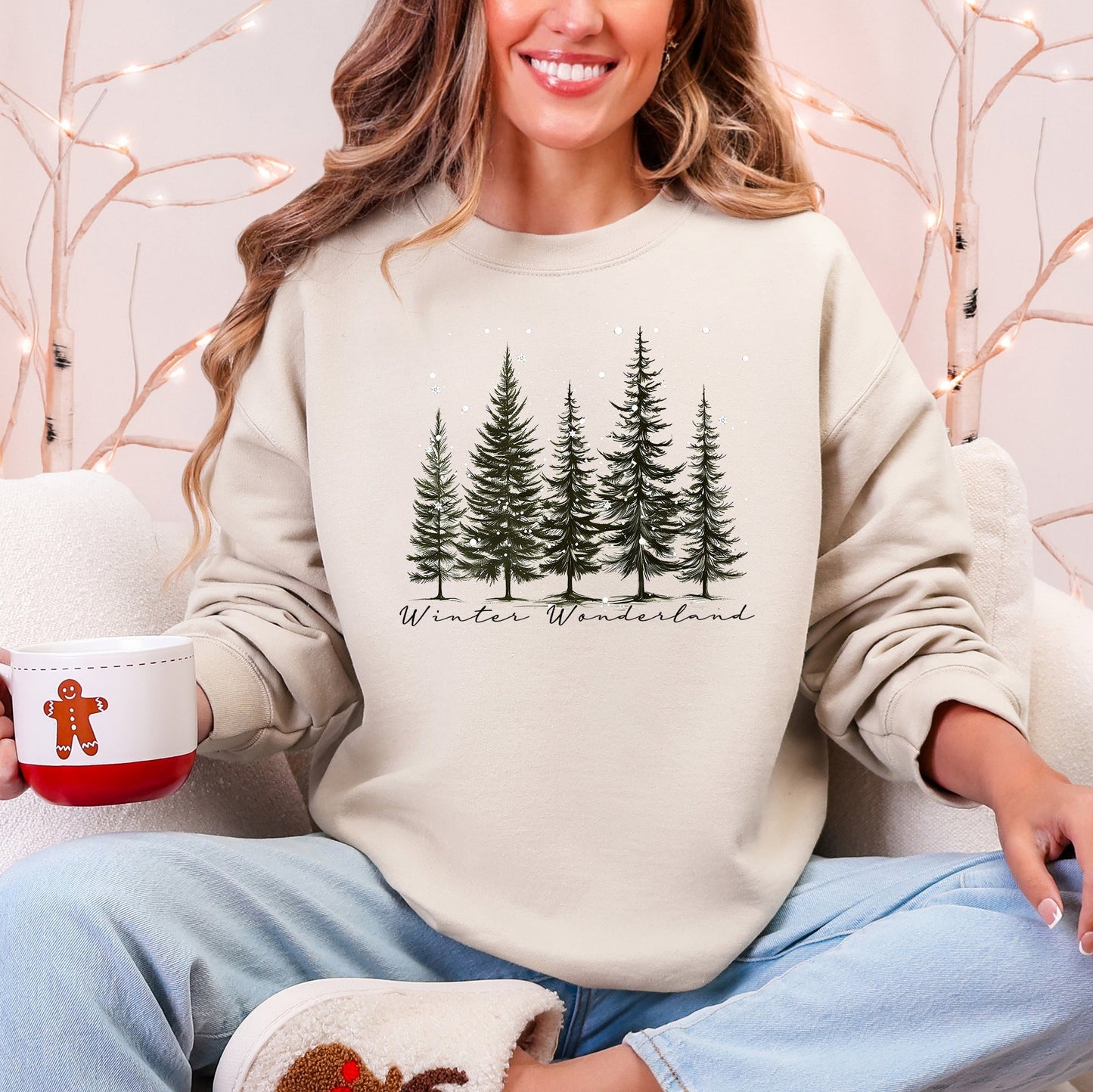 Winter Wonderland, Christmas Trees, Snow Sweatshirt